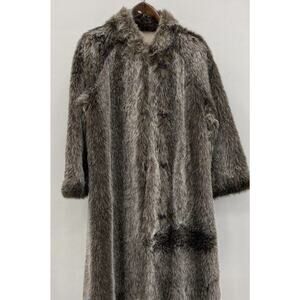Vnt 70's Reversible Faux Fur Coat Jackets Pockets Med Small 42w Raccoon 43L Gray